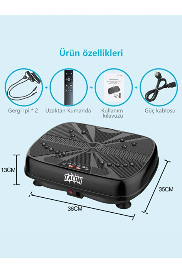 Talon Egzersiz Aleti Yüksek Titreşimli 1-99 Seviye Hız Ayarlı Bluetoothlu Kumandalı Vibration Plate